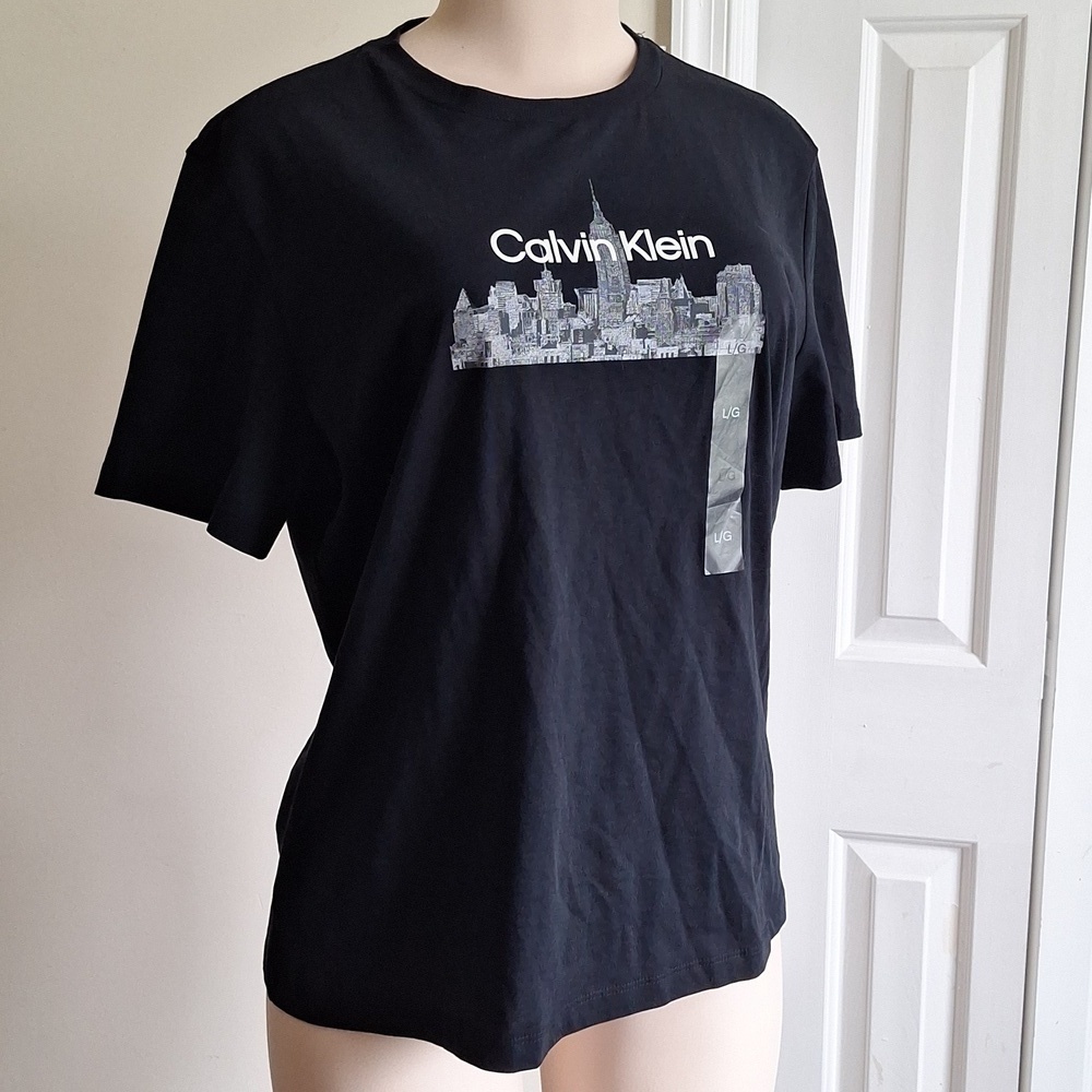 Calvin Klein Cotton Black Cityscape Tee Size Large